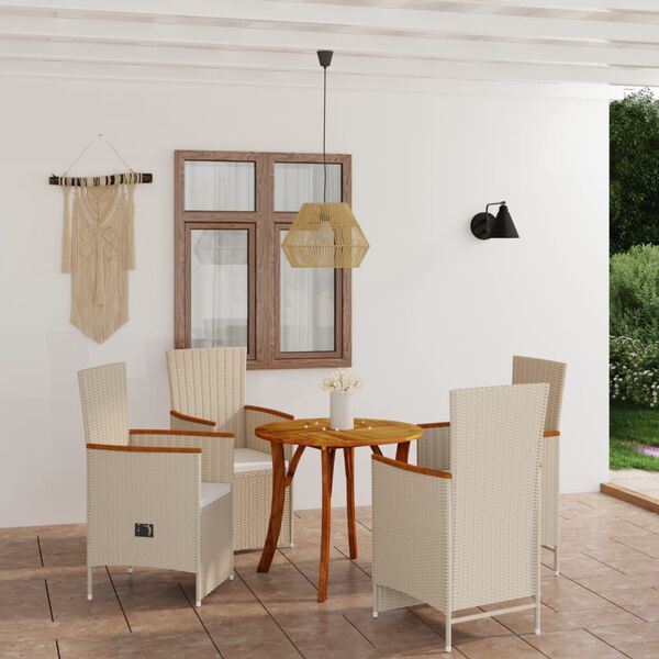 vidaXL 5-tlg. Garten-Essgruppe Beige