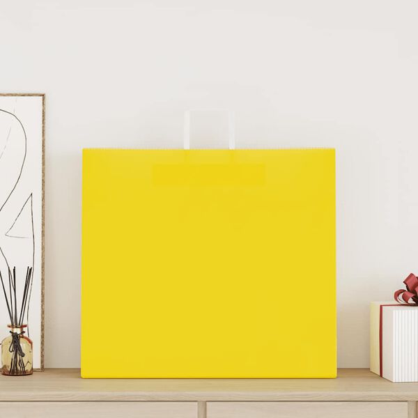 vidaXL Papiertragetaschen 50 Stk. mit Henkeln Gelb 54x15x49 cm