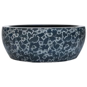 vidaXL Aufsatzwaschbecken Schwarz und Blau Rund &Oslash;41x14 cm Keramik