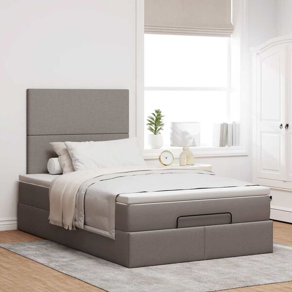 vidaXL Ottoman-Bett mit Matratze Taupe 120x200 cm Stoff
