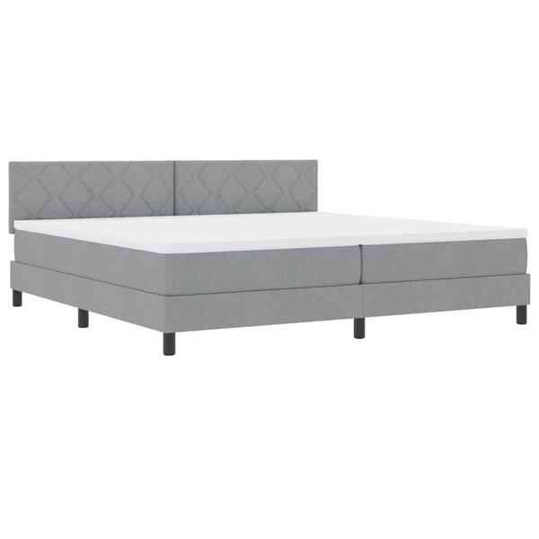 vidaXL Boxspringbett mit Matratze mit LED Hellgrau 200 x 200 cm Stoff
