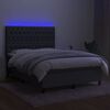 vidaXL Boxspringbett mit Matratze & LED Dunkelgrau 140x190 cm Stoff