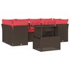 vidaXL 7-teiliges Gartensofa-Set mit Kissen, braun, Polyrattan