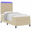 vidaXL LED Boxspringbett Hellgrau und Wei&szlig; 100 x 200 cm Cordstoff