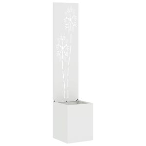 vidaXL Garten Sichtschutz-Leinwand Floral Wei&szlig; 32 x 32 x 150 cm