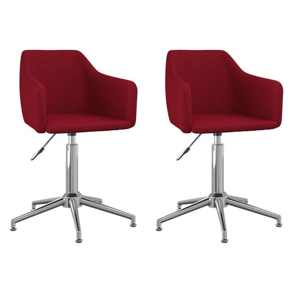 vidaXL Esszimmerst&uuml;hle 2 Stk. Drehbar Weinrot Stoff