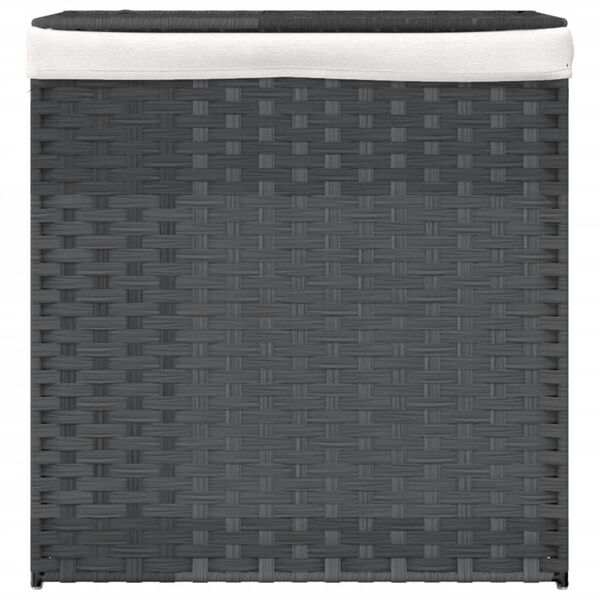 vidaXL Wäschekorb mit 2 Fächern Grau 53x35x57 cm Poly Rattan