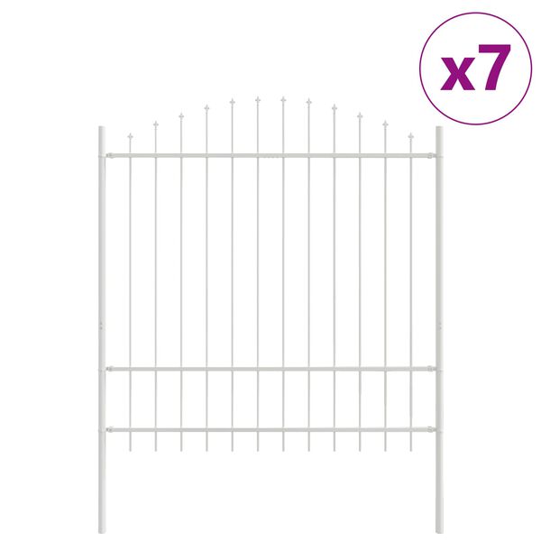 vidaXL Gartenzaun 7 pcs Wei&szlig; 170 x 215 cm Pulverbeschichteter Stahl