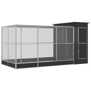 vidaXL Voliere mit Erweiterung Silber 416 x 203 x 216 cm Stahl