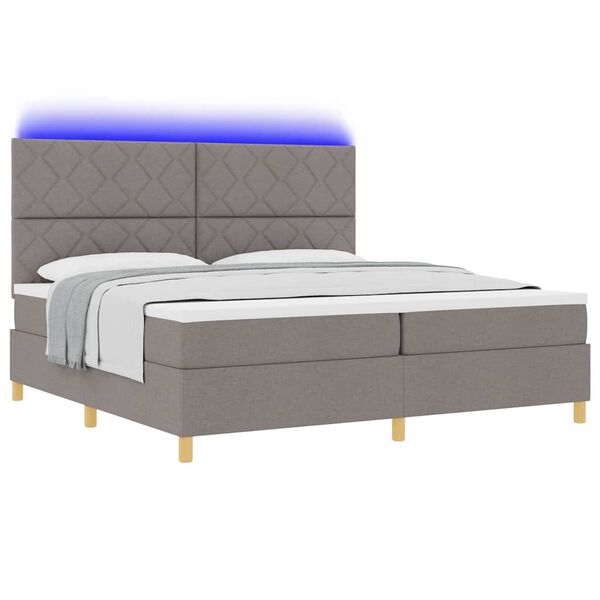 vidaXL LED Boxspringbett mit Matratze Taupe 200 x 200 cm Stoff