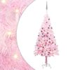 vidaXL K&uuml;nstlicher Weihnachtsbaum mit Beleuchtung & Kugeln Rosa 150cm