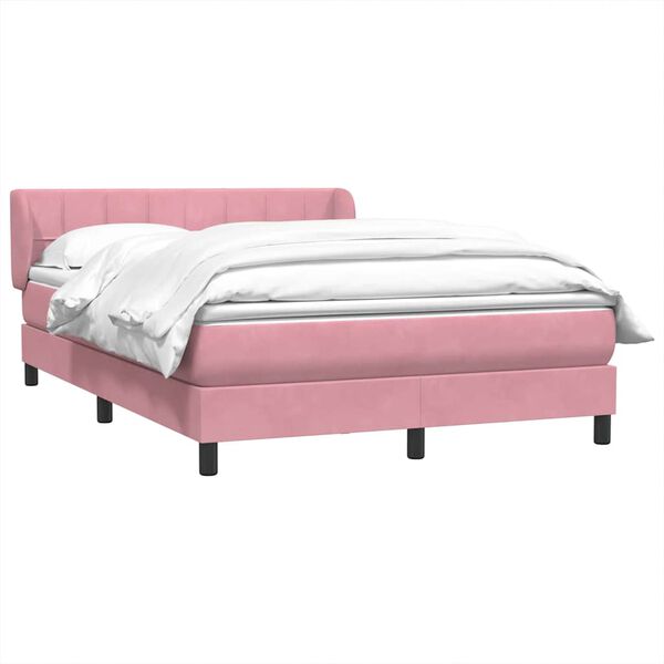 vidaXL Boxspringbett mit Matratze Rosa 140x220 cm Samt
