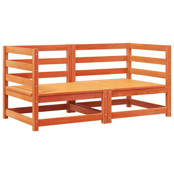 vidaXL Garten-Ecksofas mit Kissen 2 Stk. Wachsbraun Massivholz Kiefer