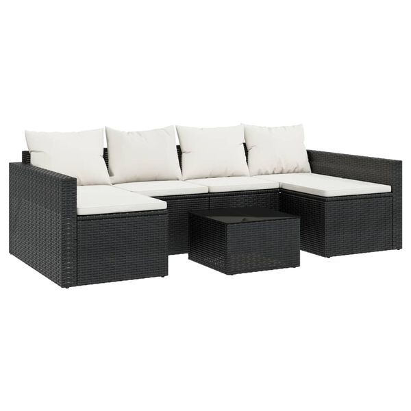 vidaXL 2-tlg. Garten-Lounge-Set mit Kissen Schwarz Poly Rattan