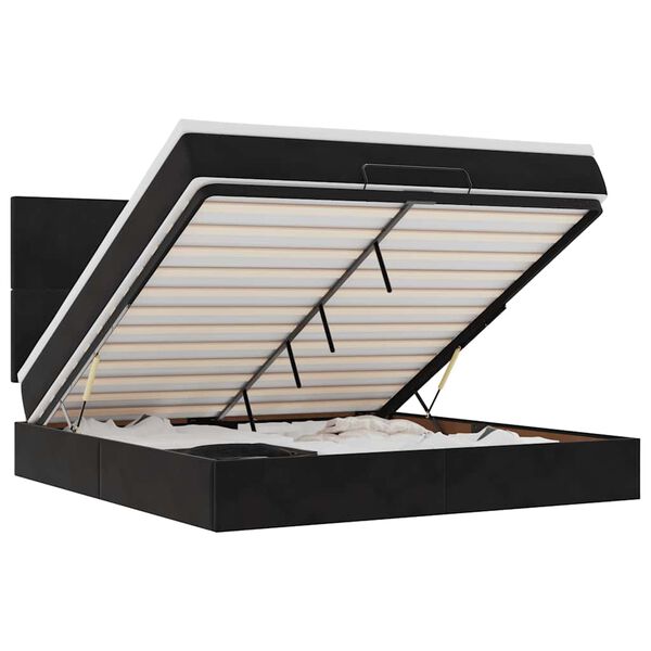 vidaXL Ottoman-Bett mit Matratzen & LEDs Schwarz 180x200 cm Samt