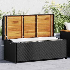 vidaXL Bank mit Stauraum Beige 100x50x52 cm Poly Rattan Akazienholz
