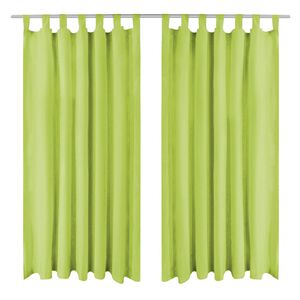 vidaXL Vorh&auml;nge Mikro-Satin 2 Stk. mit Schlaufen 140 x 175 cm Gr&uuml;n