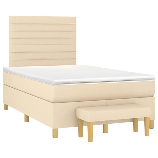vidaXL Boxspringbett mit Matratze Creme 120x200 cm Stoff