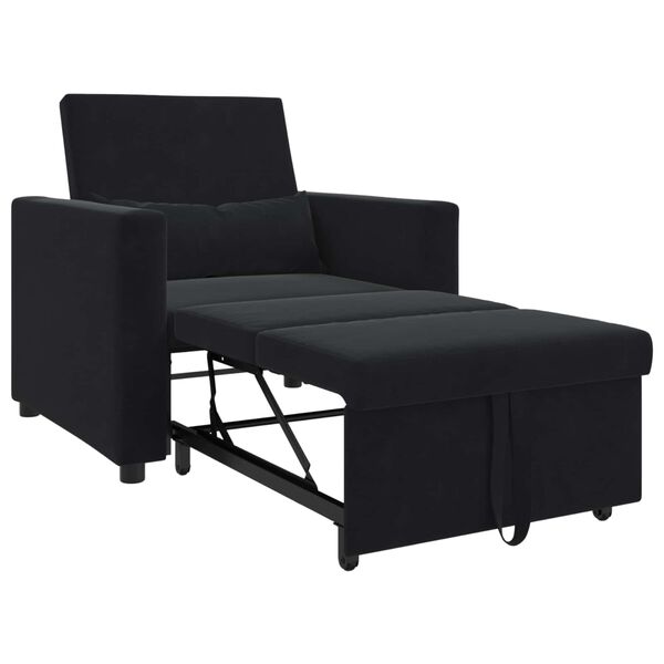vidaXL Einzel-Schlafsofa mit R&auml;dern Schwarz 90 x 165 x 87 cm Samt