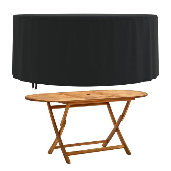 vidaXL Gartenm&ouml;bel-Abdeckung Rund Schwarz &Oslash; 182x71 cm 420D Oxford