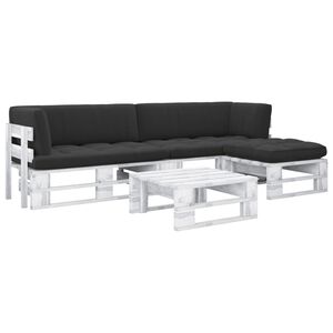 vidaXL 4-tlg. Paletten-Lounge-Set Wei&szlig; Impr&auml;gniertes Kiefernholz