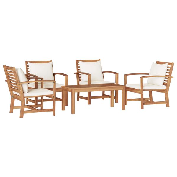 vidaXL Gartensofa-set 5 pcs Natur Massivholz Teak