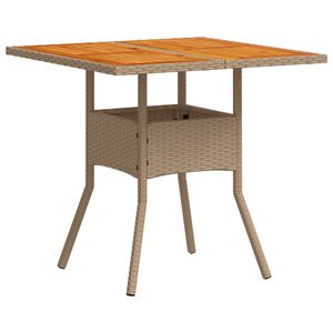 vidaXL Gartentisch Beige 80x80x75 cm Poly Rattan Akazienholz