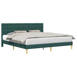 vidaXL Bettrahmen mit Kopfteil Dunkelgr&uuml;n 200 x 200 cm Stoff
