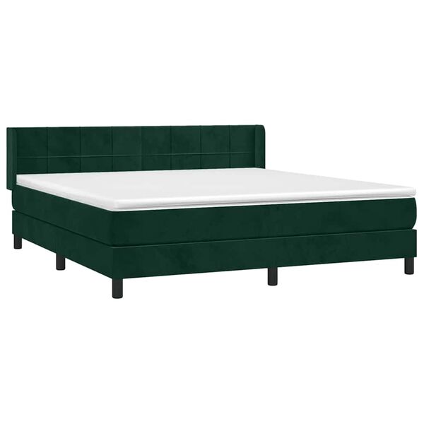 vidaXL Boxspringbett mit Matratze Dunkelgr&uuml;n 180x200 cm Samt