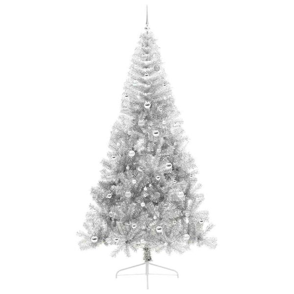 vidaXL K&uuml;nstlicher vorbeleuchteter Weihnachtsbaum Silber 240 cm PET