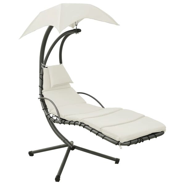 vidaXL Garten-Schaukelstuhl Creme und Grau 190x90x200 cm Stoff