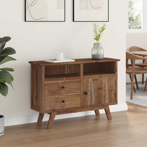 vidaXL Sideboard mit Schubladen Natur 100 x 30 x 68 cm Massivholz Teak