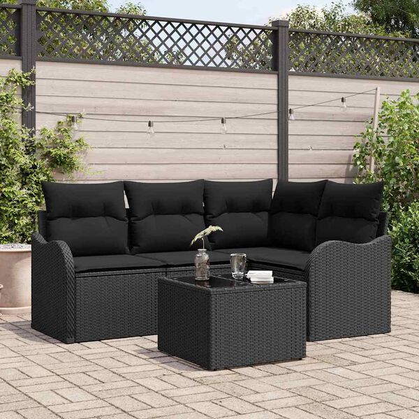 vidaXL Gartensofa-set Schwarz Poly-Rattan