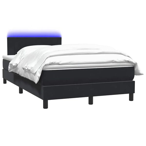 vidaXL Boxspringbett mit Matratze & LED Schwarz 120x210 cm Samt