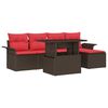 vidaXL Garten-Sofa-Set mit Kissen mit Speicher 6 pcs Braun Poly Rattan