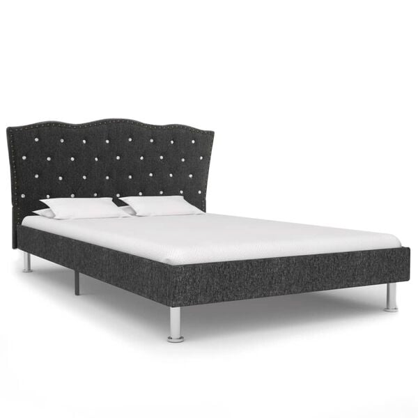vidaXL Bett mit Memory-Schaum-Matratze Dunkelgrau Stoff 140&times;200 cm