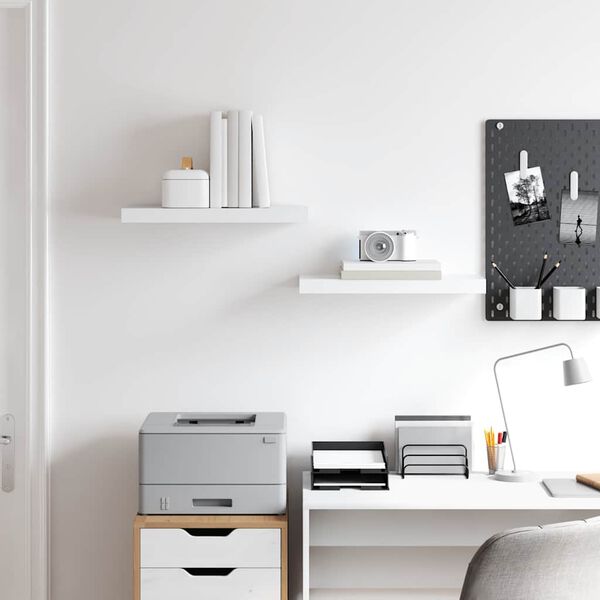 vidaXL Schweberegale 2 Stk. Wei&szlig; 50x23x3,8 cm MDF