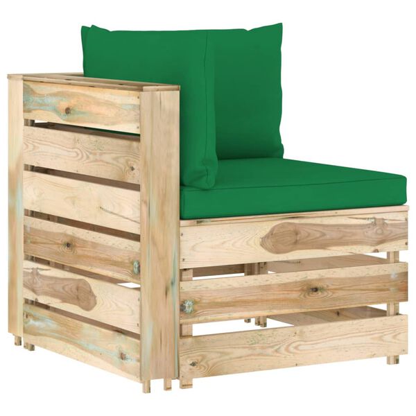 vidaXL 9-tlg. Garten-Lounge-Set mit Kissen Gr&uuml;n Impr&auml;gniertes Holz