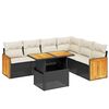 vidaXL 7-tlg. Garten-Sofagarnitur mit Kissen Schwarz Poly Rattan