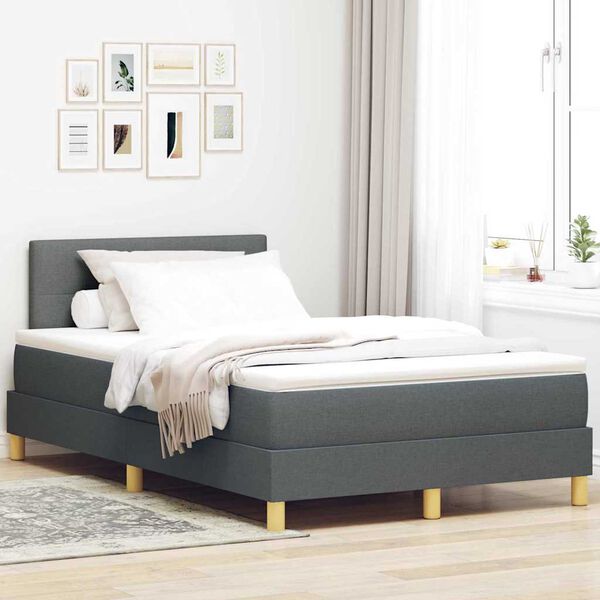 vidaXL Boxspringbett mit Matratze Dunkelgrau 120 x 200 cm Stoff