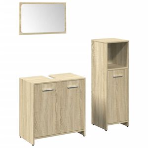 vidaXL 3-tlg. Badm&ouml;bel-Set Sonoma-Eiche Holzwerkstoff