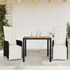 vidaXL 7-tlg. Garten-Bistro-Set mit Kissen Schwarz Poly Rattan
