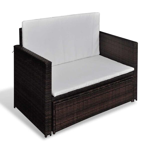 vidaXL Gartensofa Poly Rattan Braun