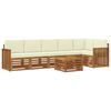 vidaXL Ecksofa Set mit Kissen 7 pcs Natur und Creme Massivholz Akazie