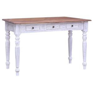 vidaXL Schreibtisch mit Schubladen Wei&szlig; 117x57x75 cm Altholz Massiv