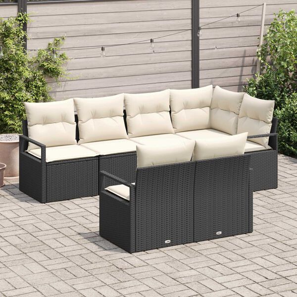 vidaXL Sofa Set 7 pcs Schwarz Poly-Rattan