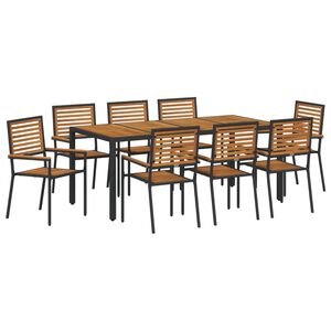 vidaXL Garten Essgruppe 9 pcs Schwarz und Braun Poly-Rattan