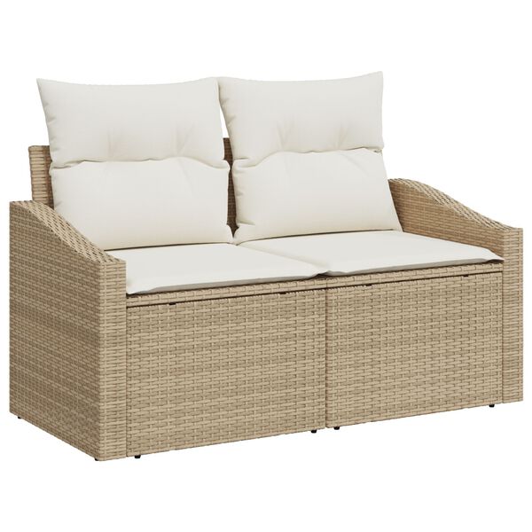 vidaXL Garten-Sofa-Set mit Kissen mit Speicher 10 pcs Beige und Creme