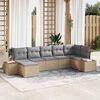 vidaXL Gartensofa-set mit Kissen 7 pcs Beige Poly-Rattan