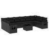 vidaXL 11-tlg. Garten-Sofagarnitur mit Kissen Schwarz Poly Rattan